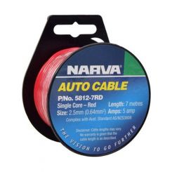 Narva Single Core Cable 2.5mm 7M 5 Amp Red 7 Metres