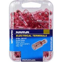 Narva 4.0mm Male Bullet Terminal Red 100