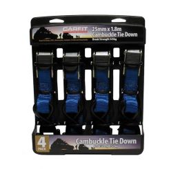 Carfit Cambuckle Tie Down Strap Blue 25mm x 1.8m Set of 4