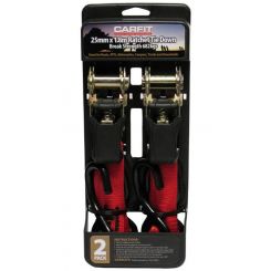 Carfit Ratchet Tie Down Strap Red 25mm x 1.8m Set of 2