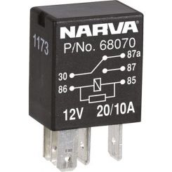 Narva 12V 20A/10A Change-Over 5 Pin Relay With Resistor