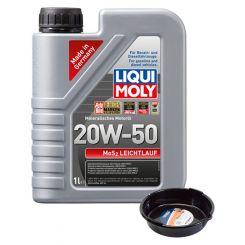 LIQUI MOLY MoS2 Leichtlauf 20W-50 1L + 6L Drip Tray