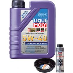 LIQUI MOLY Leichtlauf High Tech 5W-40 1L Silver Service Kit + 6L Drip Tray