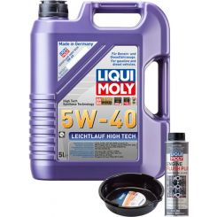 LIQUI MOLY Leichtlauf High Tech 5W-40 5L Silver Service Kit + 6L Drip Tray