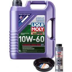 LIQUI MOLY Synthoil Race Tech GT1 10W-60 5L Silver Service Kit + 6L Drip Tray
