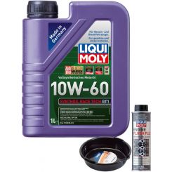 LIQUI MOLY Synthoil Race Tech GT1 10W-60 1L Silver Service Kit + 6L Drip Tray