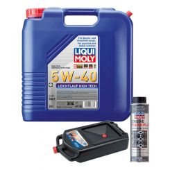 LIQUI MOLY Leichtlauf High Tech 5W-40 20L Silver Service Kit + 8L Drip Tray