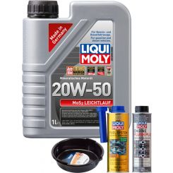 LIQUI MOLY MoS2 Leichtlauf 20W-50 1L Gold Service Kit + 6L Drip Tray