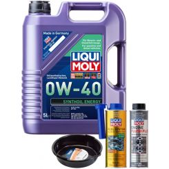 LIQUI MOLY Synthoil Energy 0W-40 5L Gold Service Kit + 6L Drip Tray