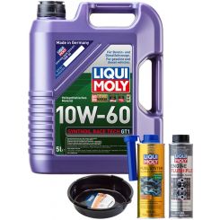 LIQUI MOLY Synthoil Race Tech GT1 10W-60 5L Gold Service Kit + 6L Drip Tray