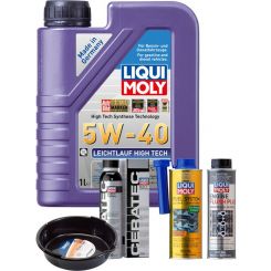 LIQUI MOLY Leichtlauf High Tech 5W-40 1L Platinum Service Kit + 6L Drip Tray