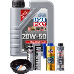 LIQUI MOLY MoS2 Leichtlauf 20W-50 1L Platinum Service Kit + 6L Drip Tray