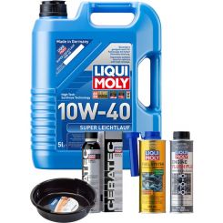 LIQUI MOLY Super Leichtlauf 10W-40 5L Platinum Service Kit + 6L Drip Tray