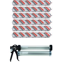 Soudal Soudaseal 260CC Hybrid Polymer Based Adhesive Sealant White 600ml 6 Pack + Gun Kit