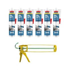 Soudal Wet On Wet Express Gap Filler White Sealant 300ml 6 Pack + Gun Kit