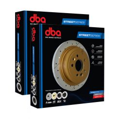 2 x DBA Cross-Drilled Slotted Disc Brake Rotor Gold 286mm DBA041X