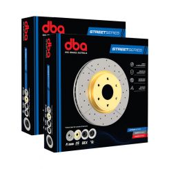 2 x DBA Cross-Drilled Slotted Disc Brake Rotor Gold 308mm DBA2309X