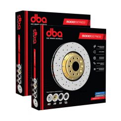 2 x DBA 5000 Cross-Drilled Slotted Disc Brake Rotor Black 320mm DBA52020BLKXS