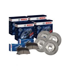 Bosch Front & Rear Disc Rotors + Blue Brake Pads