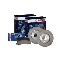 Bosch Rear Disc Brake Rotors + Blue Brake Pads