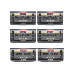 6 x Soudal Metal Plastic Extra Fine Putty Polyester Based White 1kg