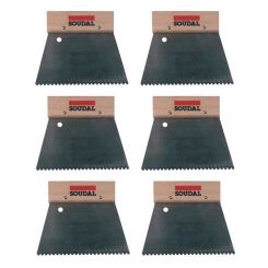 6 x Soudal Fine Notched Trowel Adhesive Spreader No.3 3mm