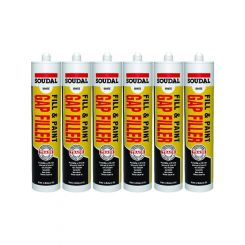 6 x Soudal Fill and Paint Gap Filler Joint Sealant White 300ml