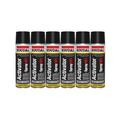 6 x Soudal Fast Drying Activator Spray 601 Non Porous Surfaces Clear 500ml