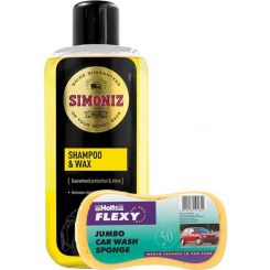 Simoniz Shampoo & Wax Intensive Cleaning Formula 1L + Holts HD Jumbo Sponge