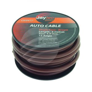 Jaylec 4mm Single Core Cable Brown 4M 15Amps [ref Narva 5814-4BN]