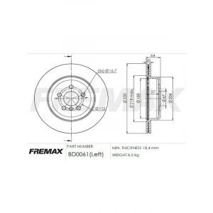 Fremax Brake Disc Left Rear Bmw 5 (G30, F90) 530E 2017-On
