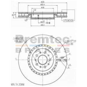 Bremtec Euroline Brake Rotor For Front Alfa Romeo 147 156 Gt Gtv 3.2L