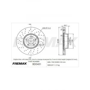Fremax Brake Disc Front Each Mercedes C250 W205
