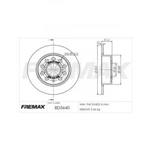 Fremax Brake Disc Rear Pair Golf Mk5 TDi Fsi