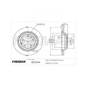 Fremax Brake Disc Rear Each Porsche 987, Cayman