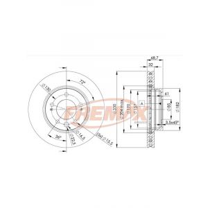 Fremax Brake Disc Front RH Porsche Cayenne V6 & Diesel 2007