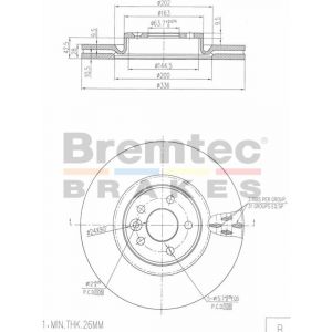 Bremtec Euroline Brake Rotor For Front Volvo S60 S80 V60 V70 Xc70