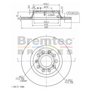 Bremtec Euroline Brake Rotor For Rear Audi A3 Q5 Skoda Volkswagen