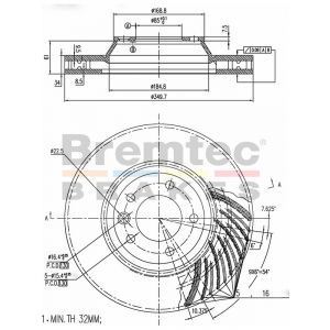 Bremtec Euroline High-Grade Right Brake Rotor