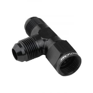 Proflow AN Tee -10AN Female Swivel Coupler Hose End On Run, Black