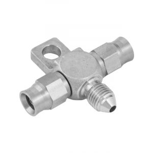 Proflow Stainless Steel Brake Adaptor Tee Block -03AN To 2 x -03