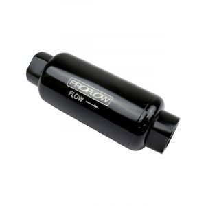 Proflow Fuel Filter, Inline Mount, Billet Aluminium, Black Anodised