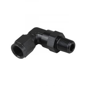 Proflow Adaptor Male -08AN 90 Degree To 3/8in. NPT Swivel, Bla