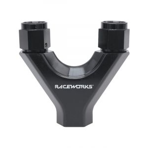 Raceworks Y-Block 2X An-6 Female Swivels 1X An-8 O-Ring Port