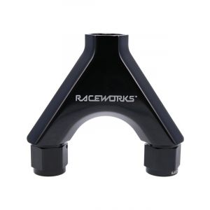 Raceworks Y-Block 2X An-8 Female Swivels 1X An-10 O-Ring Port