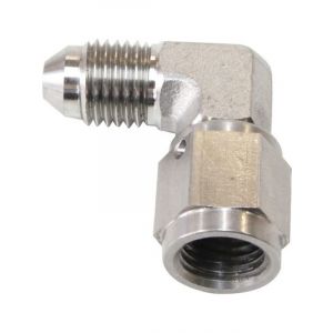 Aeroflow 90 Degree Stainless Steel Male to Female -3AN to -3 Swivel Nut AF207-03