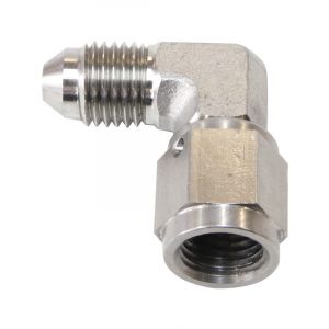Aeroflow 90 Degree Stainless Steel Male to Female -4AN to -4 Swivel Nut AF207-04