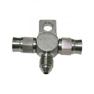 Aeroflow S/Steel Tee Block With Mount Tab -3AN -3AN Male On Side