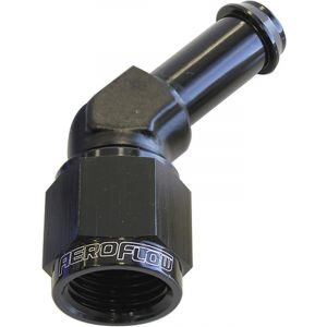 Aeroflow 45 Degree Hose Barb 3/8 Inch to -6AN Black