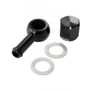 Aeroflow 90 Degree Fuel Pump Banjo Kit Black With Fitting & Cap  AF49-1020BLK